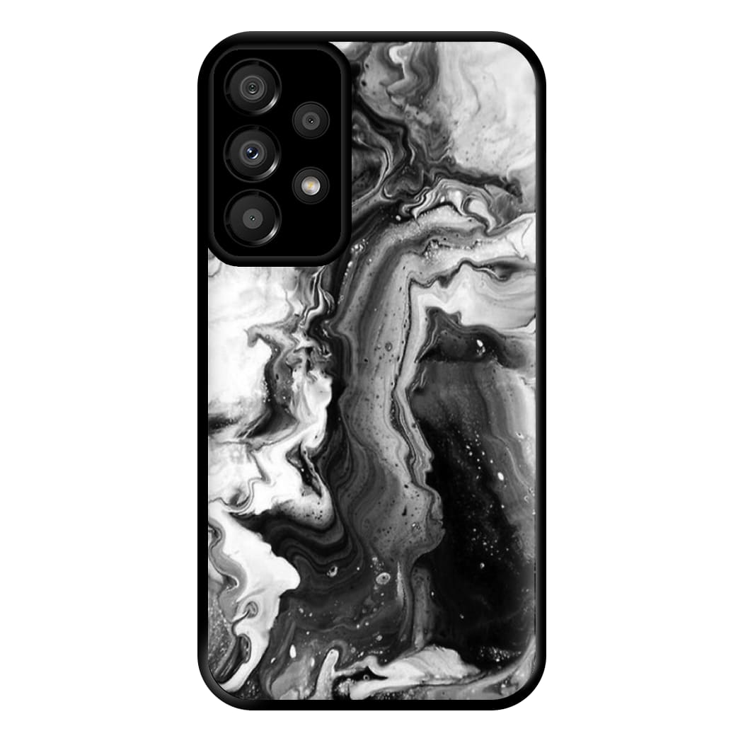 Black and White Leaking Marble Phone Case for Galaxy A33