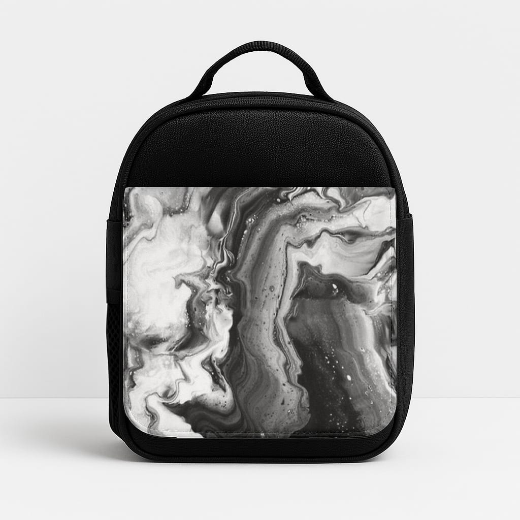 Black and White Leaking Marble Lunchbox