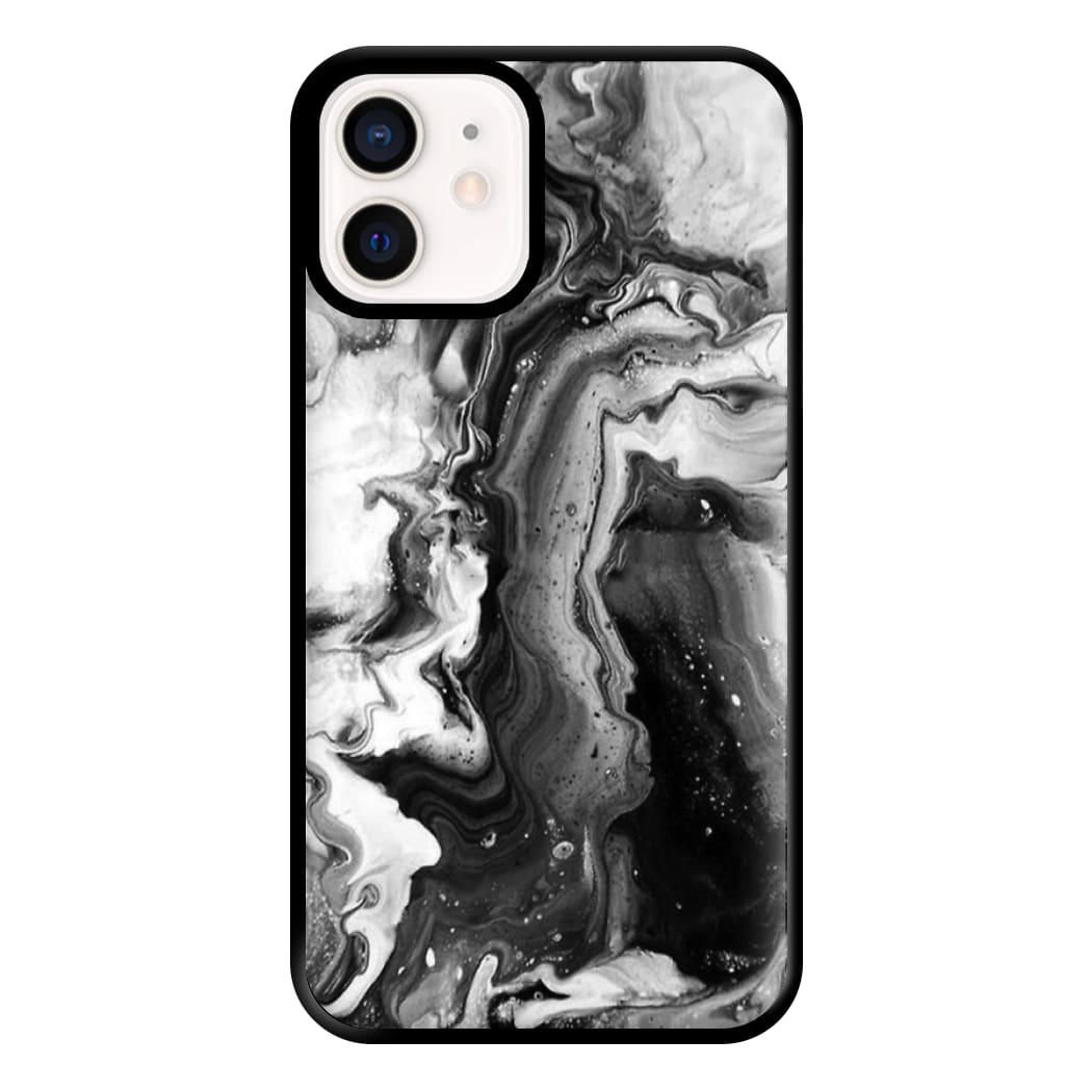 Black and White Leaking Marble Phone Case for iPhone 12 Mini