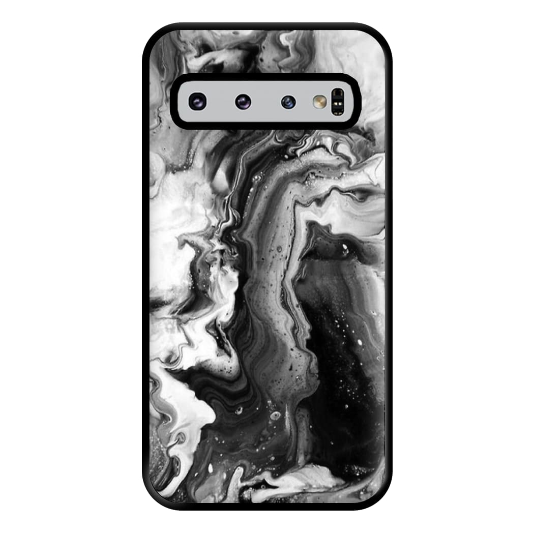 Black and White Leaking Marble Phone Case for Galaxy S10 Plus