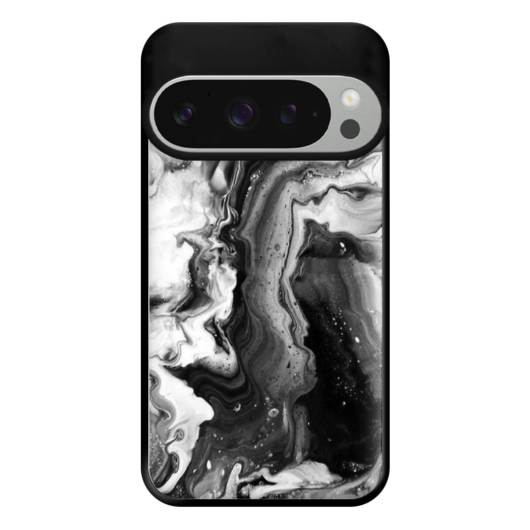 Black and White Leaking Marble Phone Case for Google Pixel 9 Pro XL