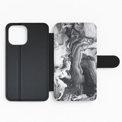 Black and White Leaking Marble Flip Phone Case