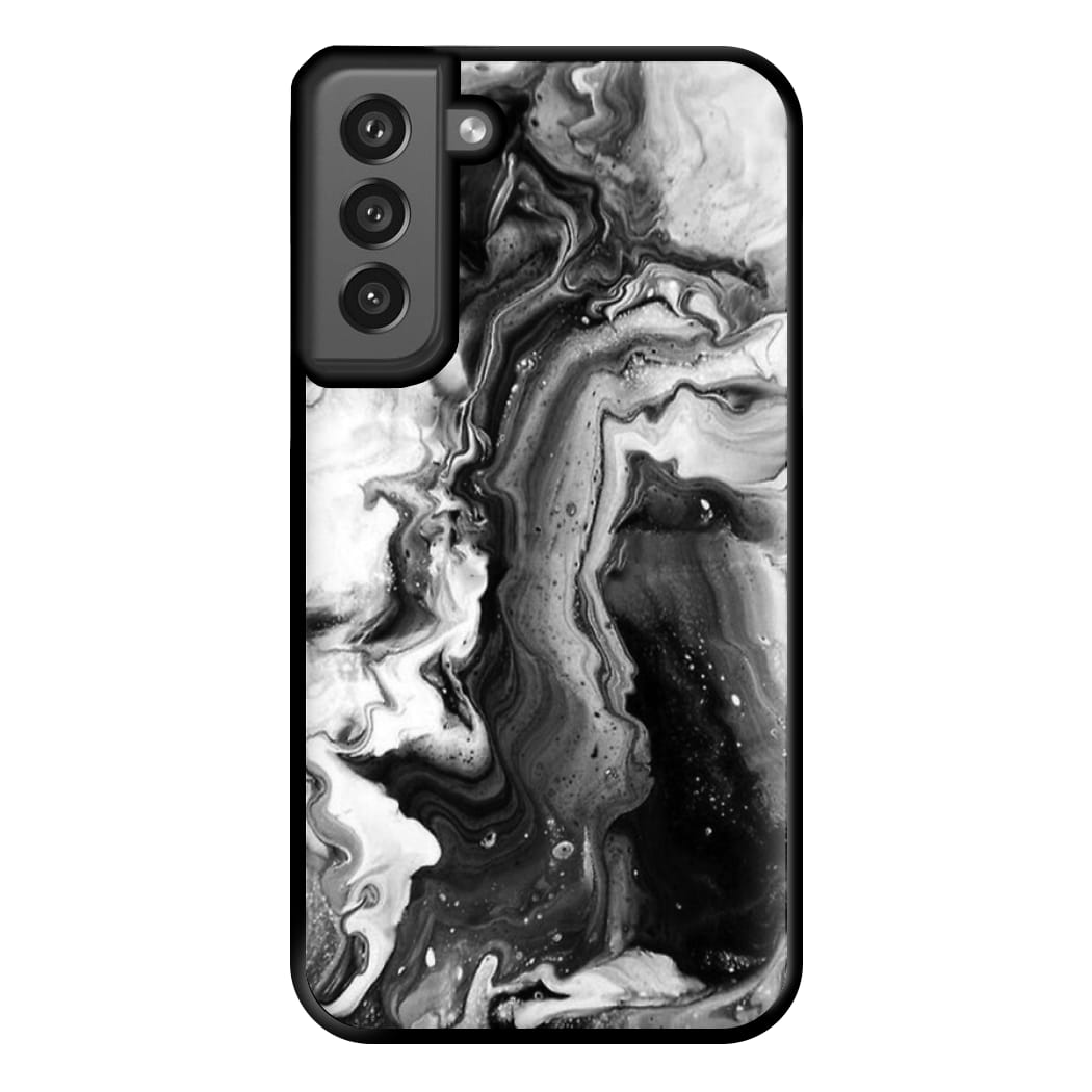 Black and White Leaking Marble Phone Case for Galaxy S21FE