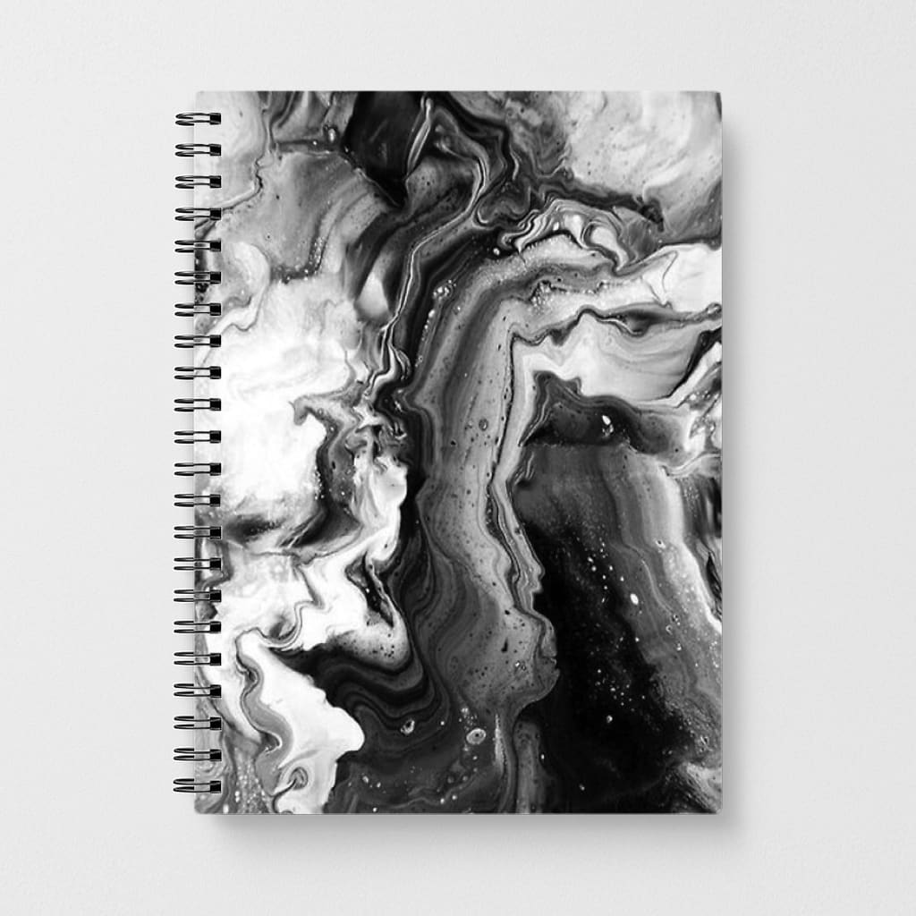 Black and White Leaking Marble Notebook