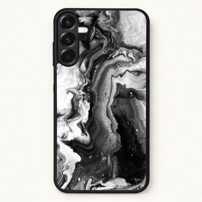 Black and White Leaking Marble Phone Case for Galaxy A57