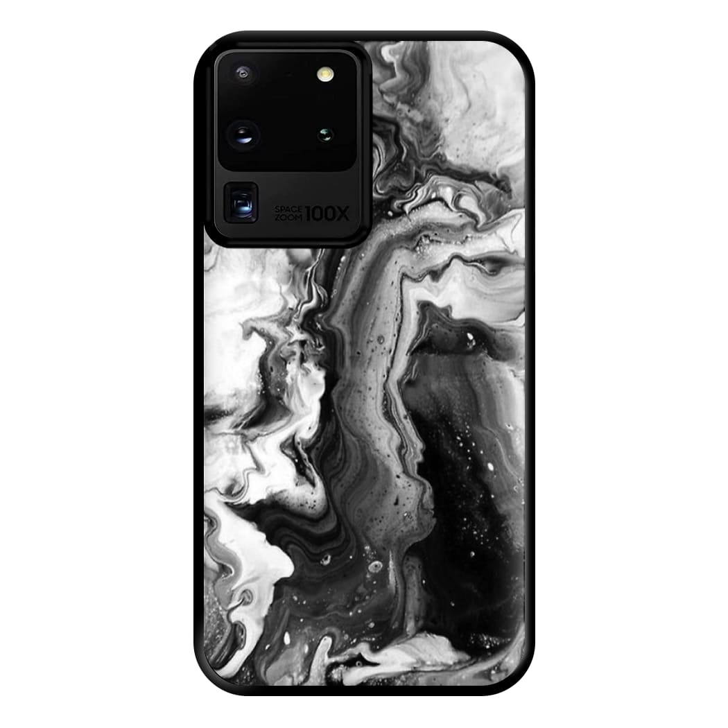 Black and White Leaking Marble Phone Case for Galaxy S20 Ultra