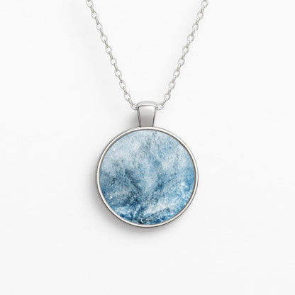 Sea Blue Marble Circle Necklace
