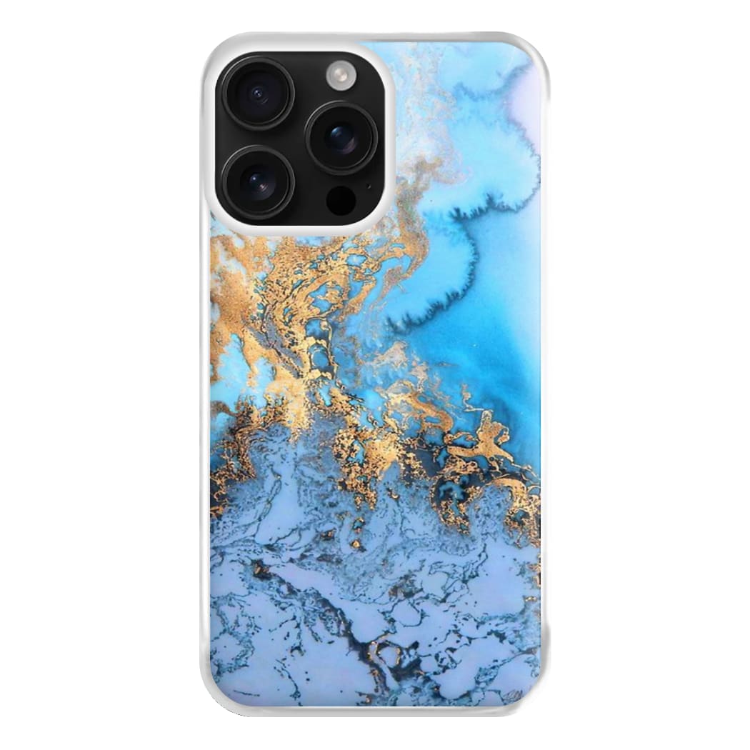 Sea Blue and Gold Marble Phone Case