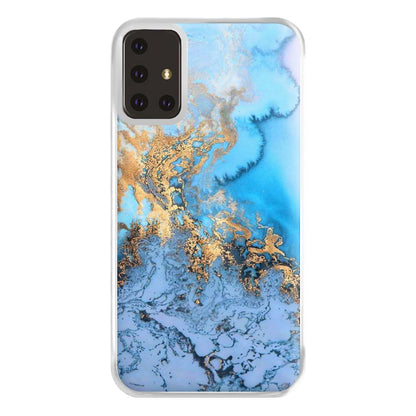 Sea Blue and Gold Marble Phone Case for Galaxy A71