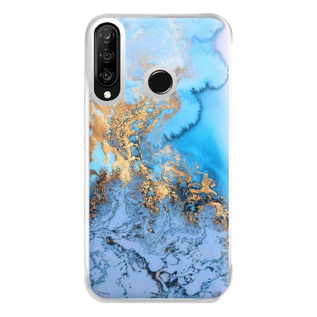 Sea Blue and Gold Marble Phone Case for Huawei P30 Lite