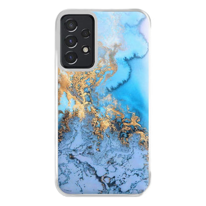 Sea Blue and Gold Marble Phone Case for Galaxy A52 / A52s