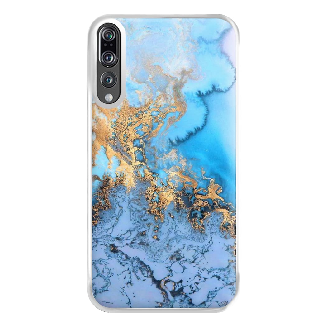 Sea Blue and Gold Marble Phone Case for Huawei P20 Pro