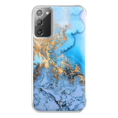 Sea Blue and Gold Marble Phone Case for Galaxy Note 20 Ultra