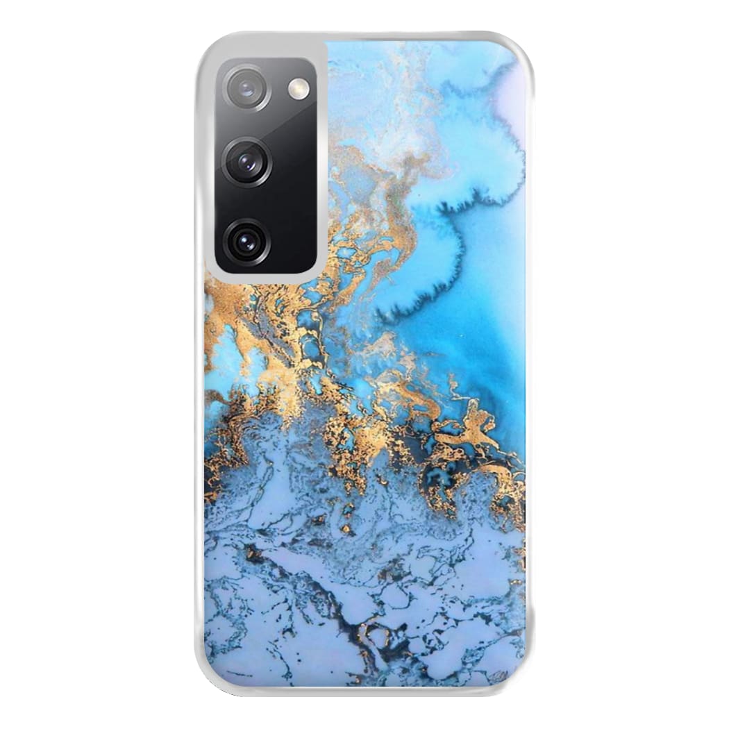 Sea Blue and Gold Marble Phone Case for Galaxy S20