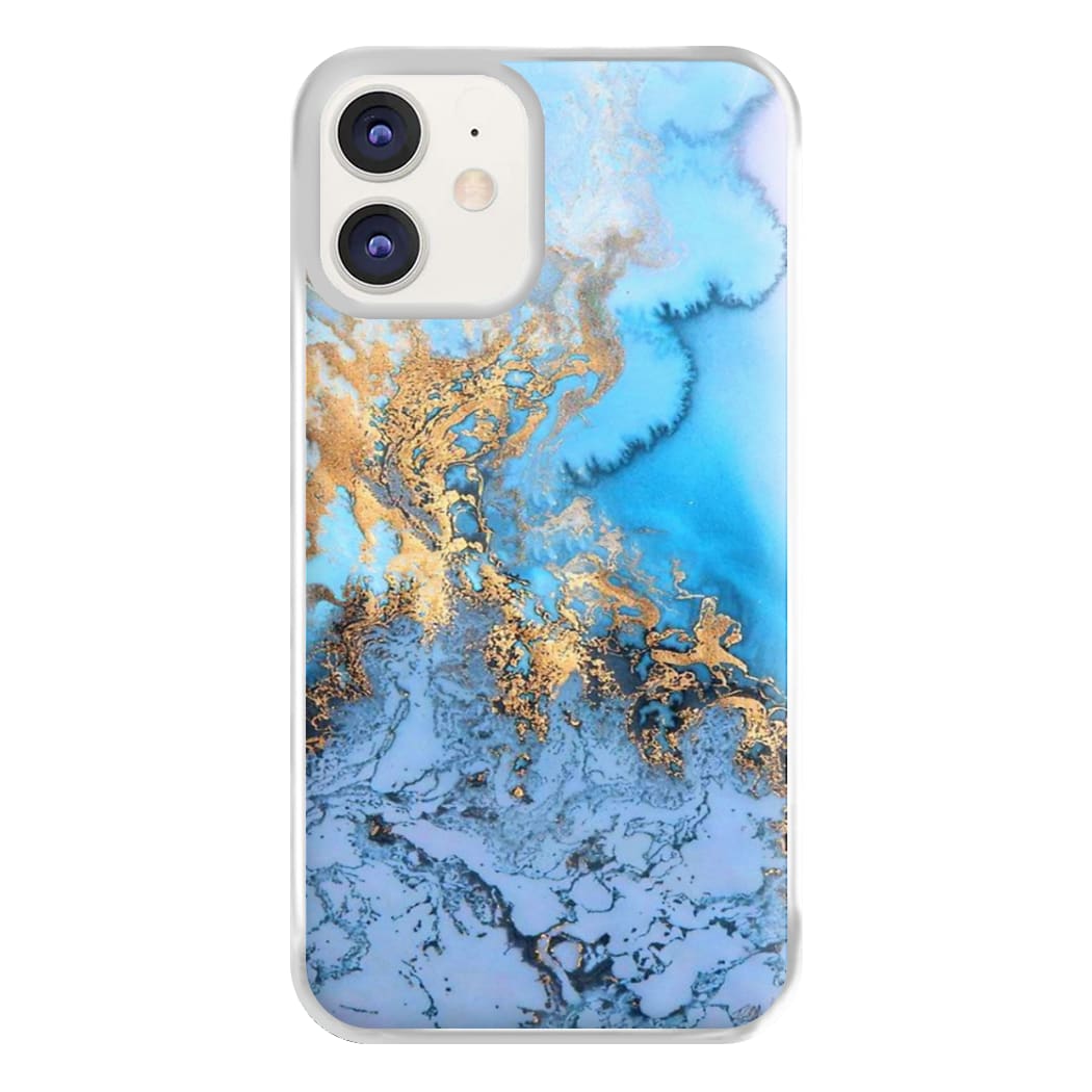 Sea Blue and Gold Marble Phone Case for iPhone 12 / 12 Pro