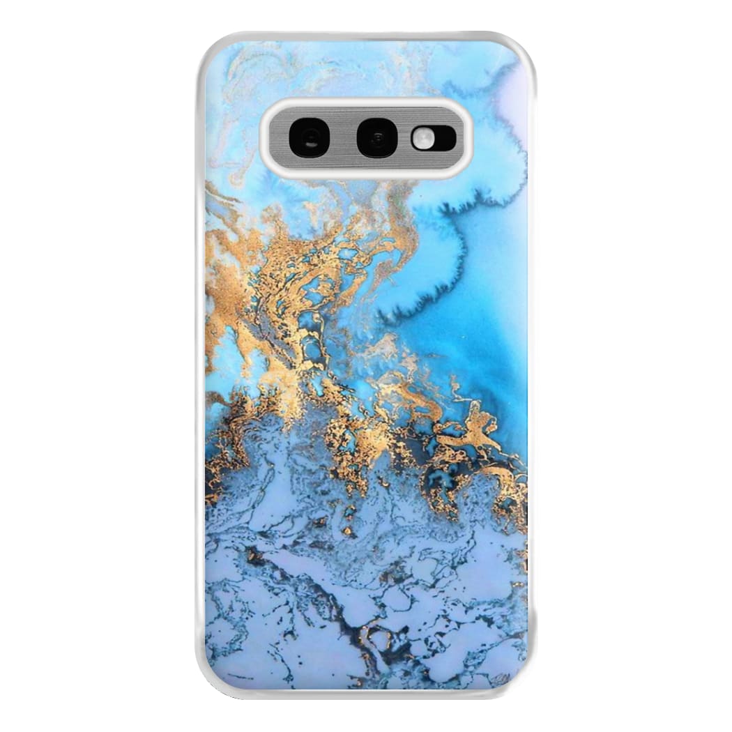 Sea Blue and Gold Marble Phone Case for Galaxy S10e