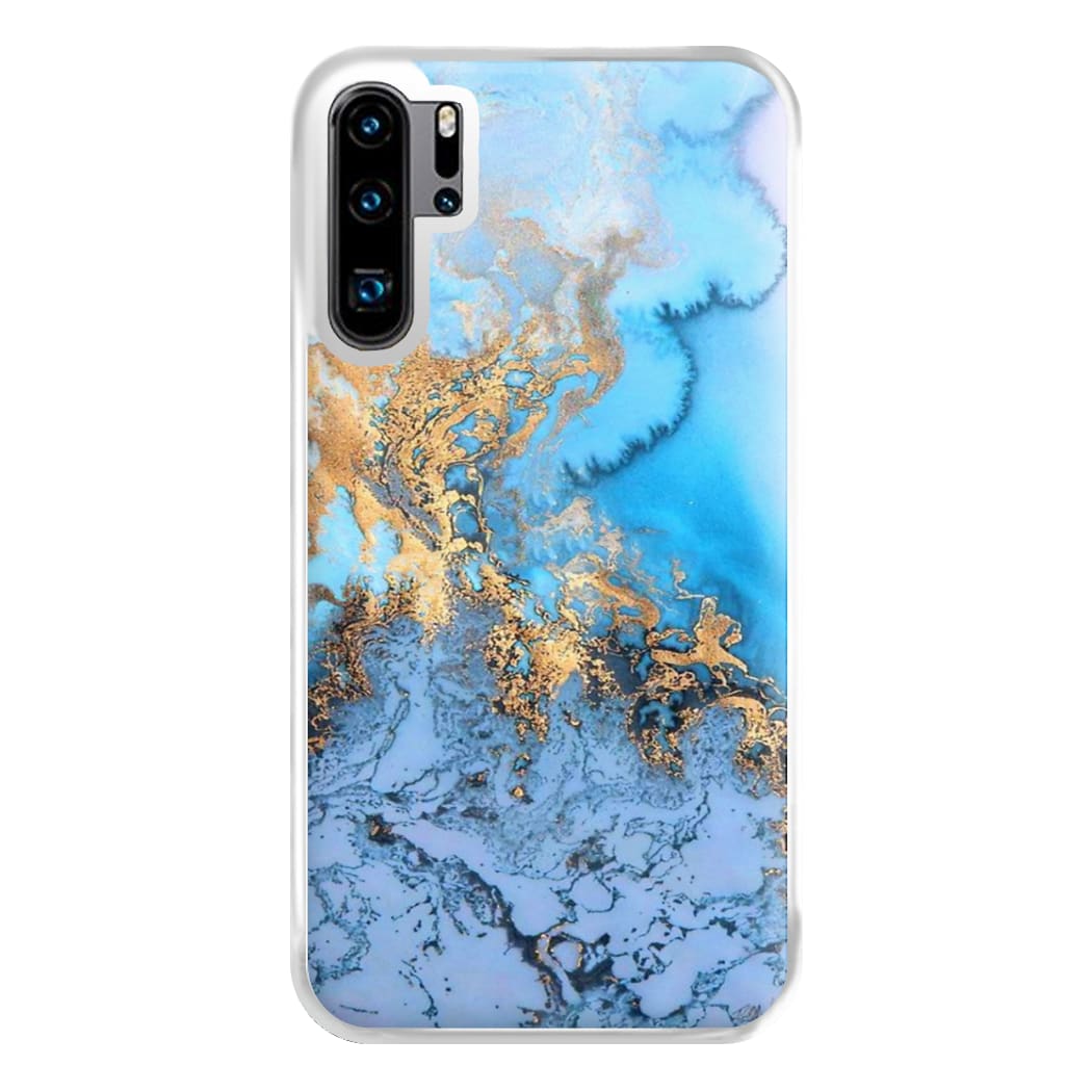 Sea Blue and Gold Marble Phone Case for Huawei P30 Pro