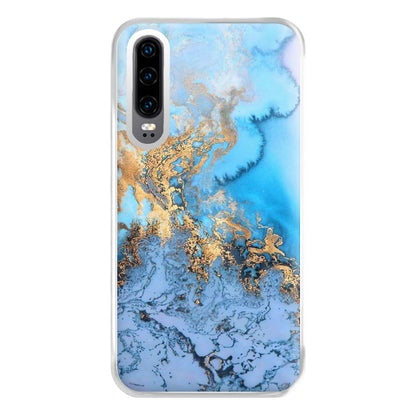 Sea Blue and Gold Marble Phone Case for Huawei P30