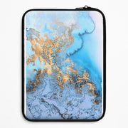 Sea Blue and Gold Marble Laptop Sleeve 1