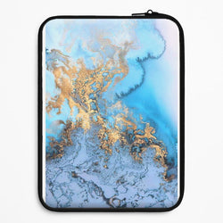 Sea Blue and Gold Marble Universal Laptop Sleeve