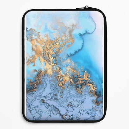 Sea Blue and Gold Marble Universal Laptop Sleeve