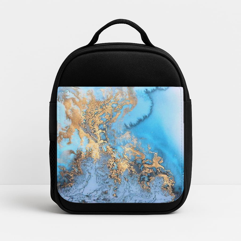 Sea Blue and Gold Marble Insulated Lunchbox