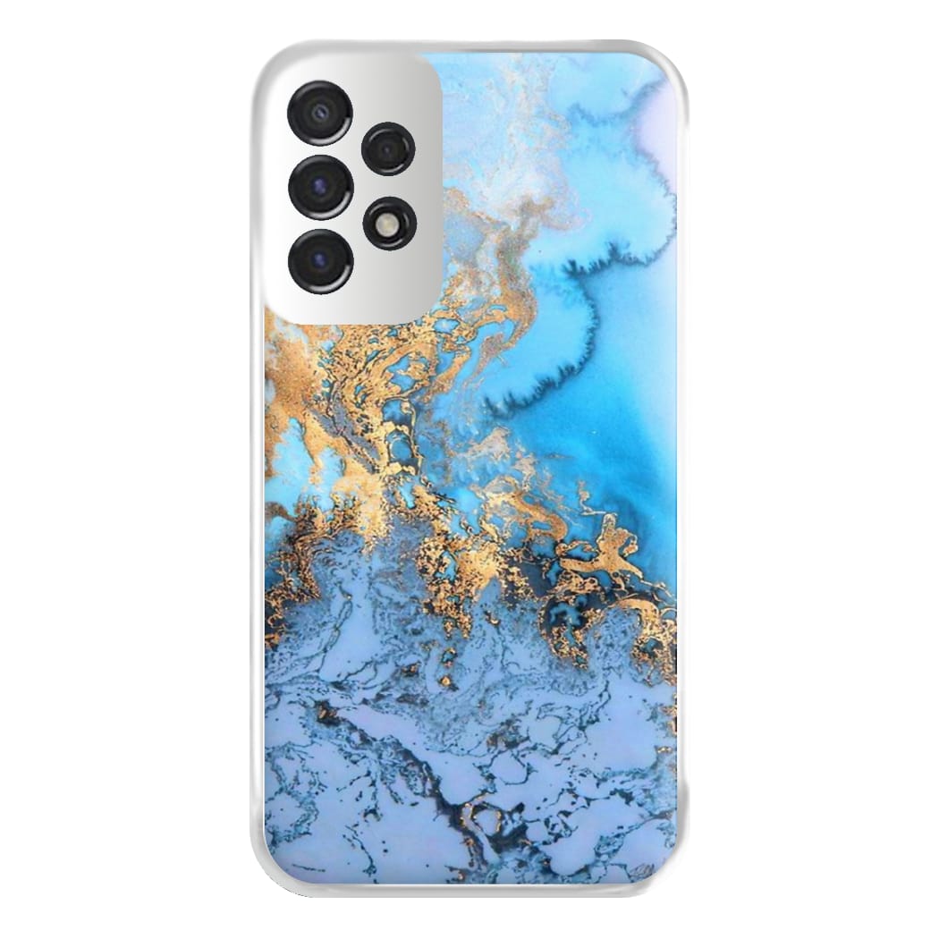 Sea Blue and Gold Marble Phone Case for Galaxy A53