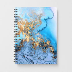 Sea Blue and Gold Marble Notebook - Fun Cases