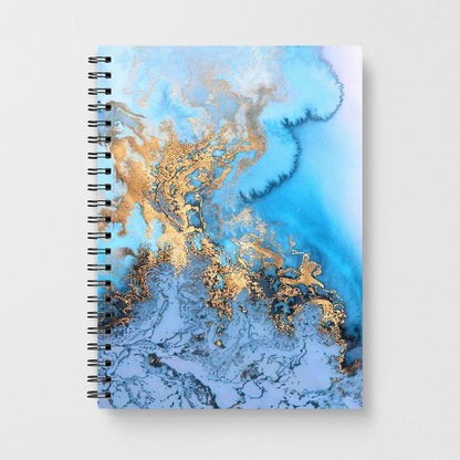 Sea Blue and Gold Marble Notebook - Fun Cases