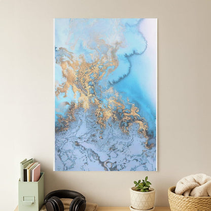 Sea Blue and Gold Marble Poster