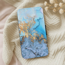 Sea Blue and Gold Marble Wallet Phone Case