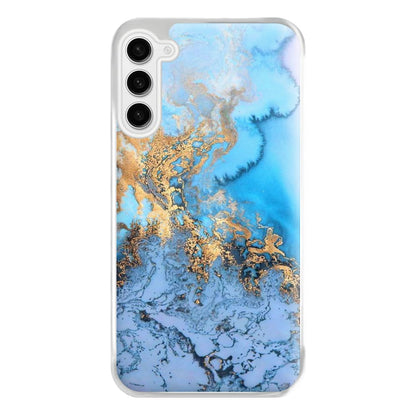 Sea Blue and Gold Marble Phone Case for Galaxy S23FE