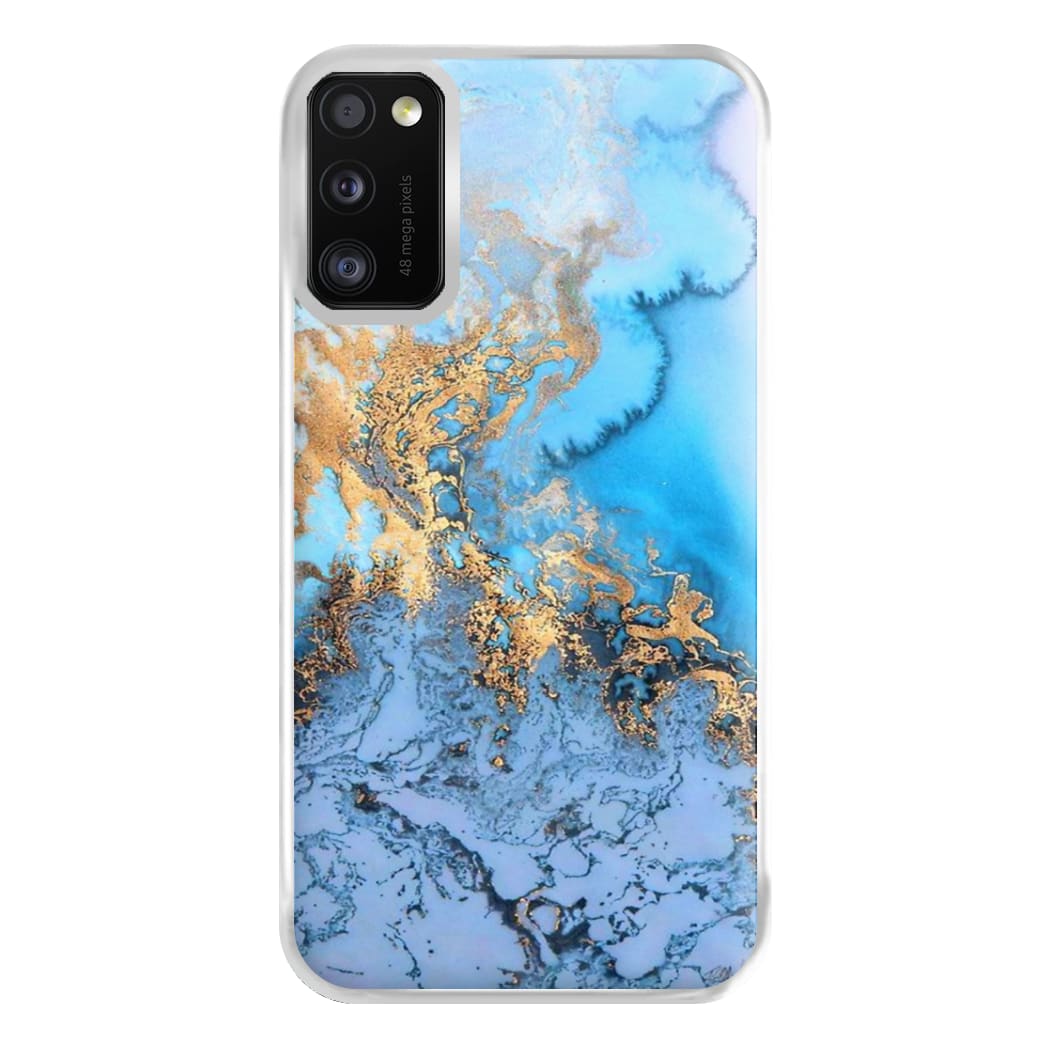 Sea Blue and Gold Marble Phone Case for Galaxy A41