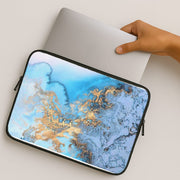 Sea Blue and Gold Marble Laptop Sleeve 2