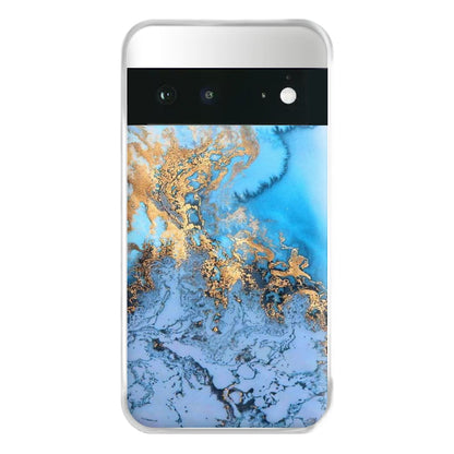 Sea Blue and Gold Marble Phone Case for Google Pixel 6a