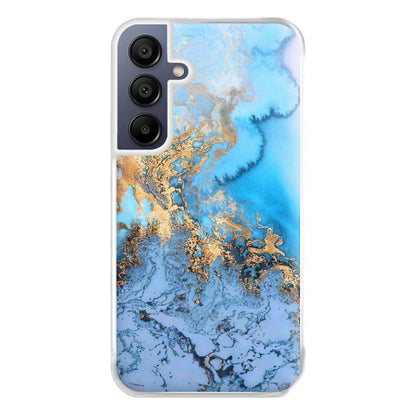 Sea Blue and Gold Marble Phone Case for Galaxy A16