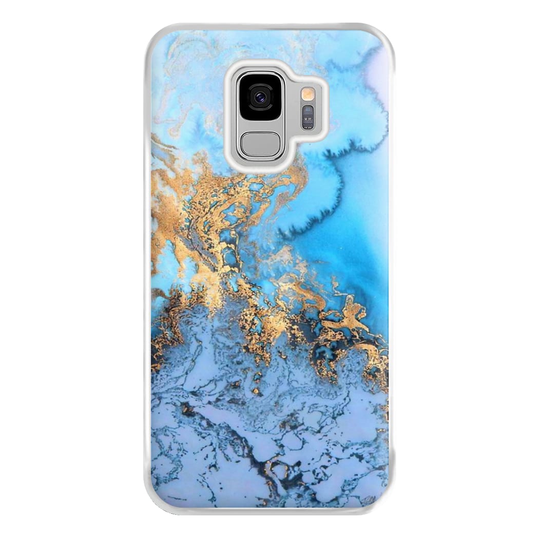 Sea Blue and Gold Marble Phone Case for Galaxy S9 Plus