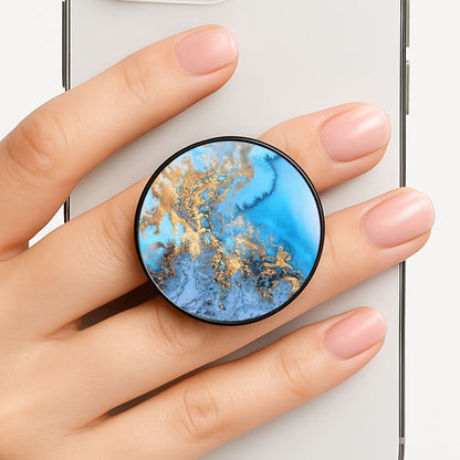 Sea Blue and Gold Marble Phone Grip