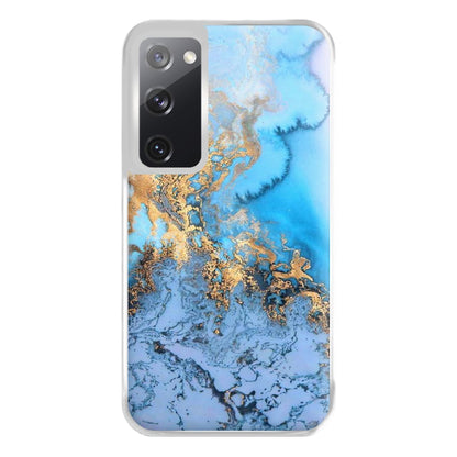 Sea Blue and Gold Marble Phone Case for Galaxy S20FE