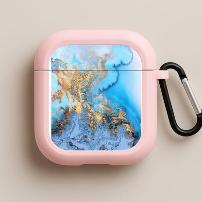 Sea Blue and Gold Marble Pink AirPods Case