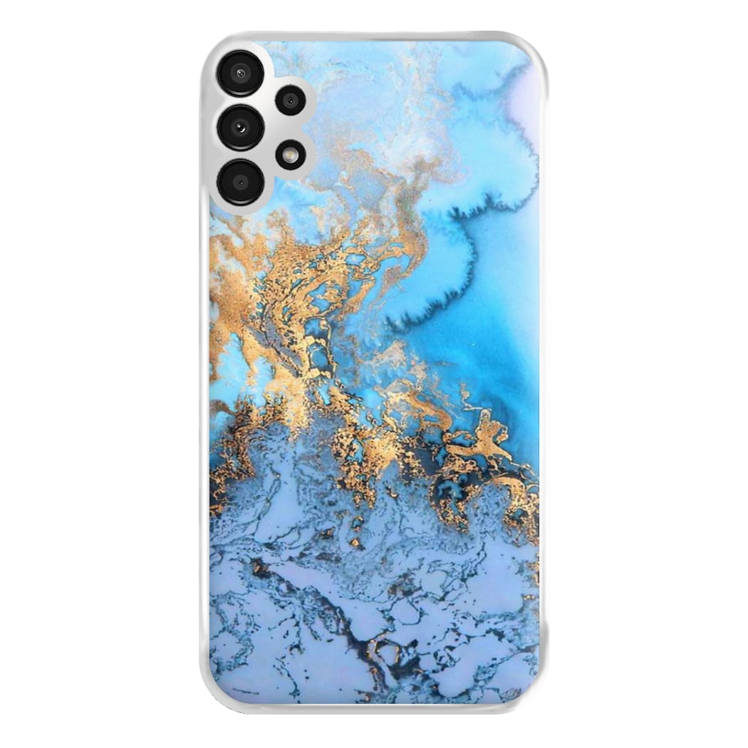 Sea Blue and Gold Marble Phone Case for Galaxy A13