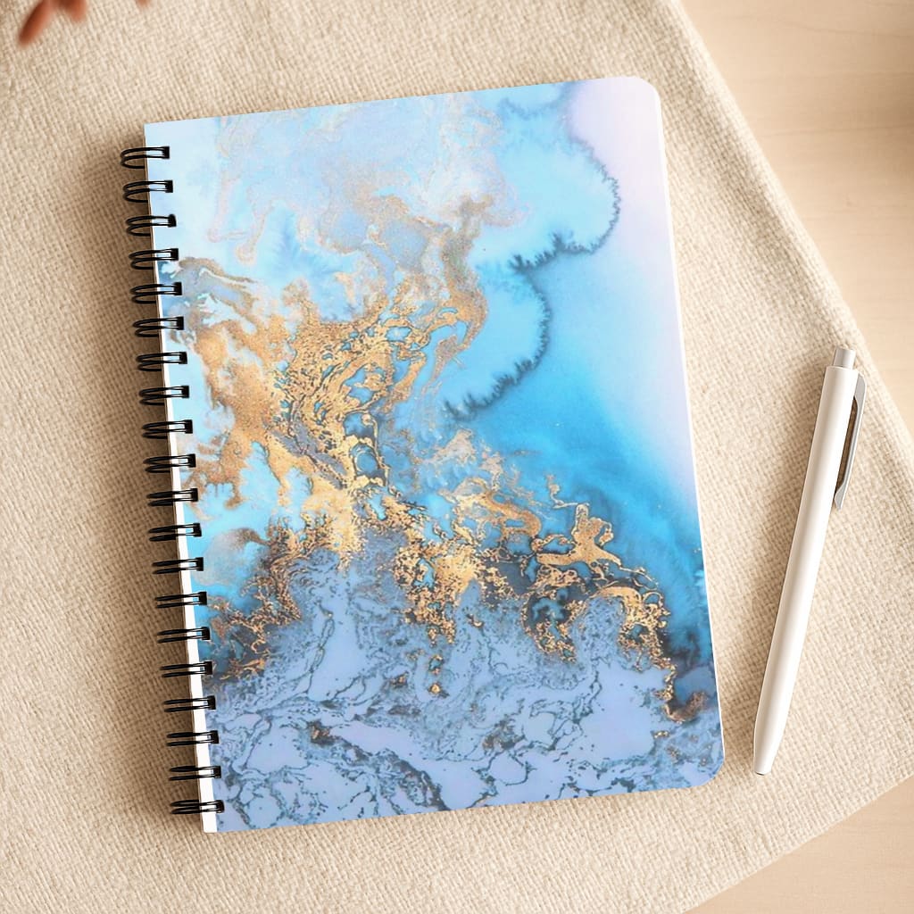 Sea Blue and Gold Marble Notepad