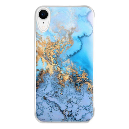 Sea Blue and Gold Marble Phone Case for iPhone XR