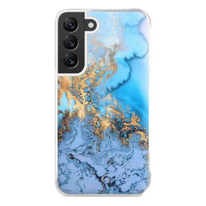 Sea Blue and Gold Marble Phone Case for Galaxy S22 Plus