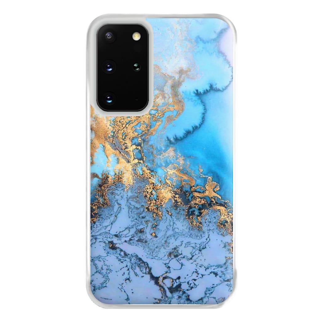 Sea Blue and Gold Marble Phone Case for Galaxy S20 Plus