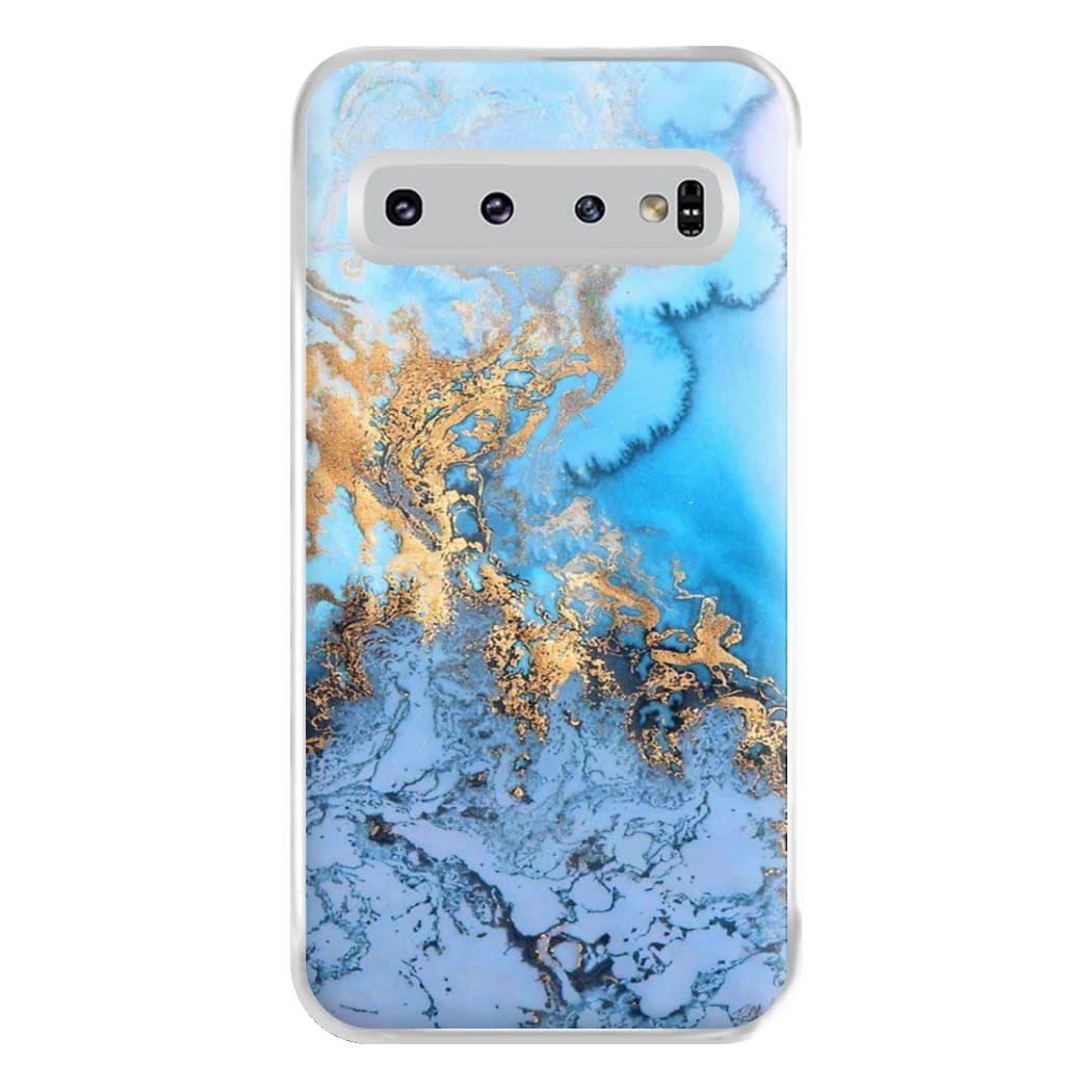 Sea Blue and Gold Marble Phone Case for Galaxy S10 Plus