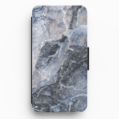 Grey and White Marble Flip / Wallet Phone Case
