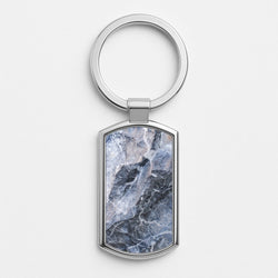 Grey and White Marble Silver Keyring