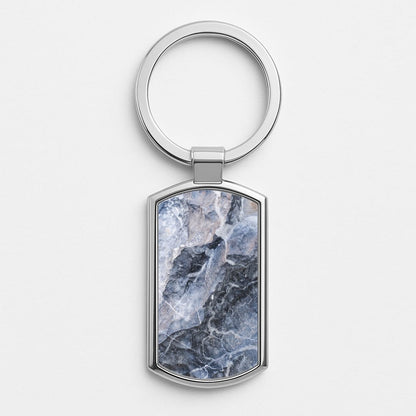 Grey and White Marble Silver Keyring