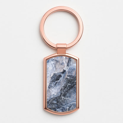 Grey and White Marble Rose Gold Keyring